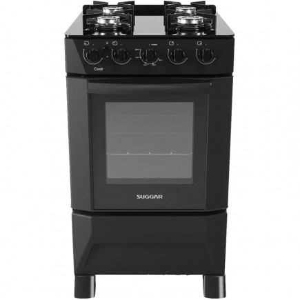 FOGAO SUGGAR COOK MESA DE VIDRO TOP CONTROL 4 BOCA PRETO FGV401PT