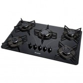 FOGAO BRASLAR COOKTOP 5 BOCAS ULTRA-CHAMA PRETO